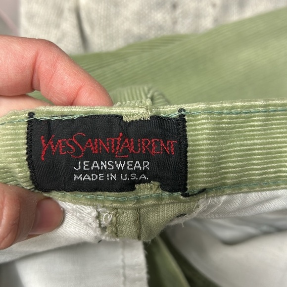 VTG Yves Saint Laurent green bootcut corduroy pants flap pocket high rise 27 - Picture 11 of 11
